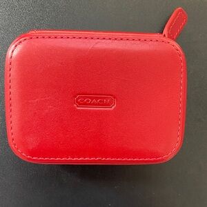 BNWOT Coach Vibrant Red Leather Pill Case with 2 pill containers.